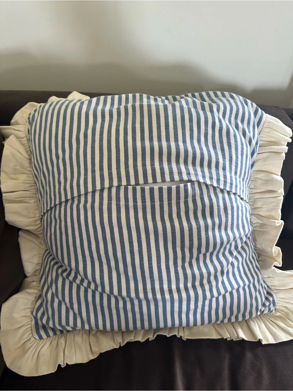 IKEA Decorative Pillow Akernejlika Embroidered Pillow Ruffled 20”x 20”